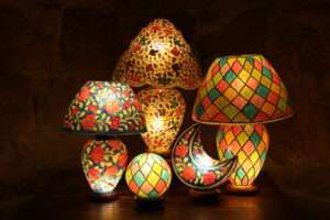 Handmade Painted Camel Skin Lamps 