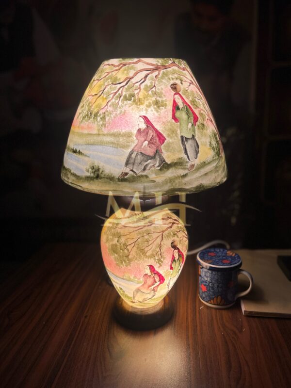 Side Table Camel Skin Lamp