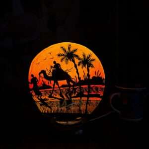 Orange Dubai Camel Skin Lamp