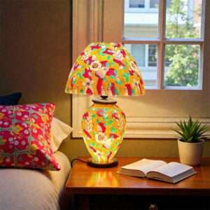 Side Table Camel Skin Lamp