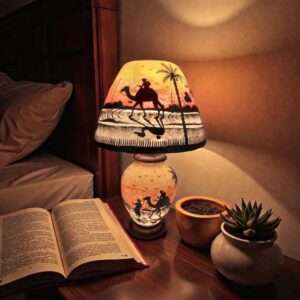 Side Table Camel Skin Lamp