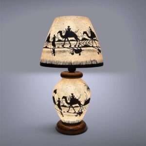 Side Table Camel Skin Lamp