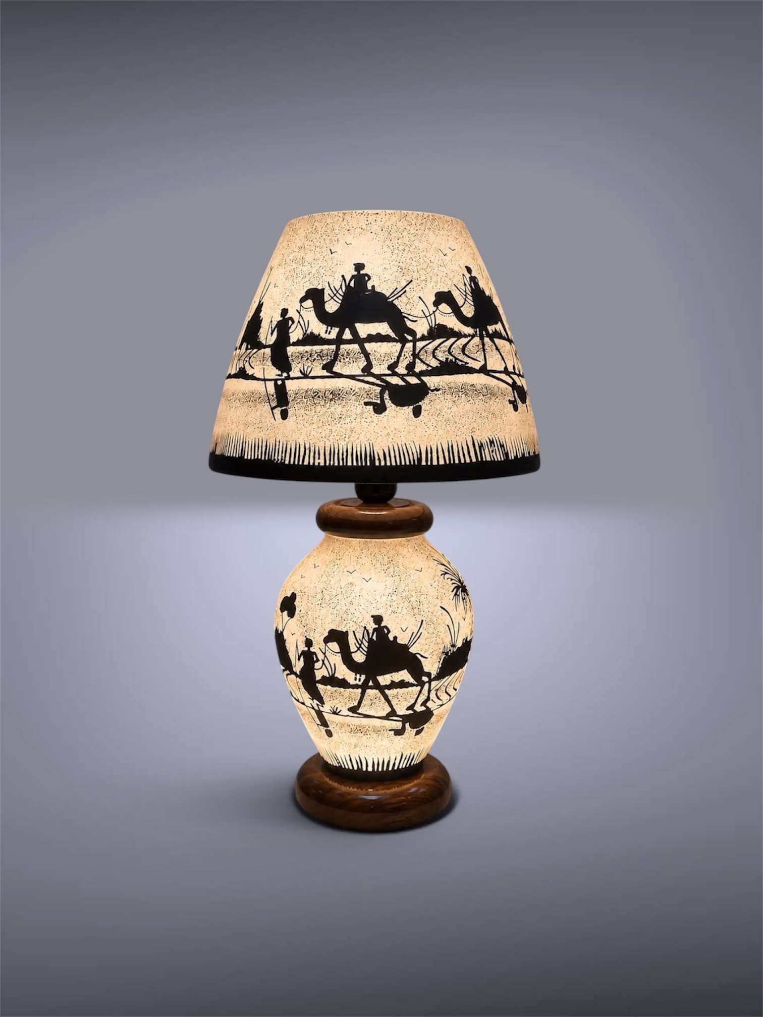 Side Table Camel Skin Lamp